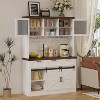 Farmhouse Buffet with Sliding Barn Door & Wine Rack - 68" Wide, 3 Drawers, Adjustable Shelves, White Finish, Rustic Modern Hutch - 3 of 4