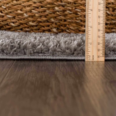 Gray Plush Tufted Handmade Synthetic Shag Area Rug 6'7" x 9'