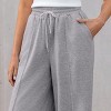 Women's Grey Drawstring Waist Wide Leg Jersey Pants - Cupshe - 3 of 4