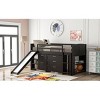 Streamdale Low Twin Size Loft Bed with Cabinets, Shelves and Slide - Espresso - 3 of 4