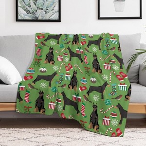 Doberman Christmas Christmas Throw Blanket Soft Fleece Christmas Blanket Cozy Flannel Throw for Couch Bed 40x50 inches - 1 of 1