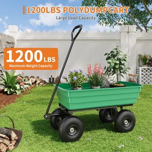 1200Lbs Garden Cart Dump Wagon, Heavy-Duty 4 Wheel Wheelbarrow Yard Cart with 13-Inch All-Terrain Wheels, for Courtyards, Farm and Gardening - 1 of 4