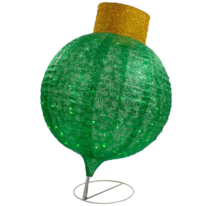 Northlight 38" LED Lighted Twinkling Green Tinsel Onion Ornament Outdoor Christmas Decoration, 5 of 7
