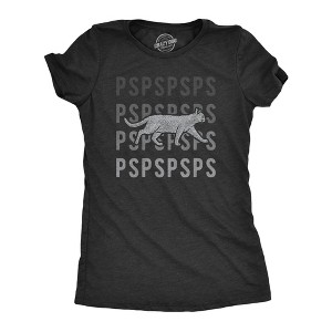 Womens Pspsps Cat T Shirt Funny Crazy Cat Lady Pet Kitty Lover Meow Graphic Novelty Tee - Crazy Dog Women's T Shirt - 1 of 4
