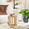 11" x 8" Rustic Wood/Glass Candle Holder with Rope Handle Beige - Olivia & May - 2 of 4