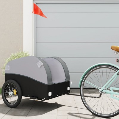 vidaXL Bike Trailer Black and Gray 99.2 lb Iron 49.6 x 24.8 x 24.8"