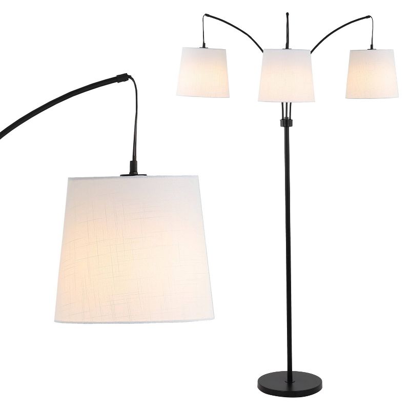72.5&#34; 3-Light Sylva Mid-Century Modern Head-Adjustable Iron LED Arc Floor Lamp Black (Includes LED Light Bulb) - JONATHAN Y, 1 of 14