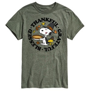 Men's - Peanuts - Thankful Grateful Blessed Short Sleeve Graphic T-Shirt - 1 of 4