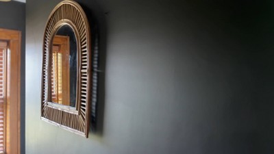 Natural Rattan Arched Wall Mirror with Glass Frame
