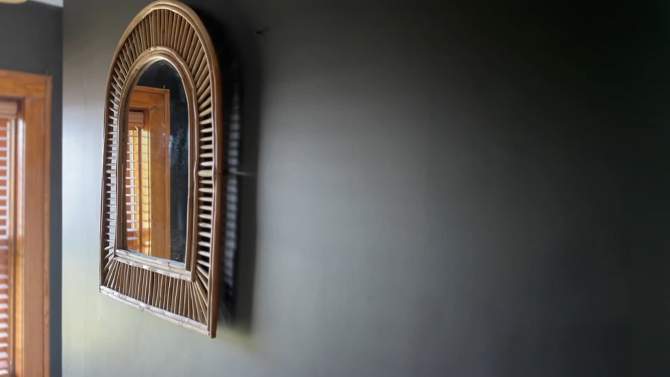 Arched Cane Wall Mirror Natural Cane & Glass by Foreside Home & Garden, 2 of 8, play video