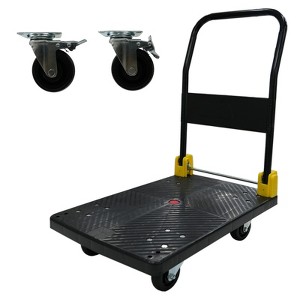 VisioGear Foldable Platform Push Hand Truck Cart Dolly, 880 lbs. Weight Capacity, 2 Swivel Brake Wheels, Black, 35.8"*23.6"*35.6" - 1 of 4