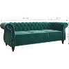 ORRD Chesterfield Sofa Faux Leather, Modern PU Tufted Couch 3 Seater with Rolled Arms and Nailhead for Living Room, Bedroom - 3 of 4