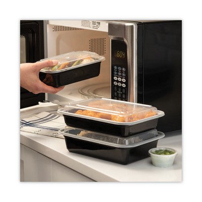 Black and Clear 38 oz Stackable Plastic Food Containers