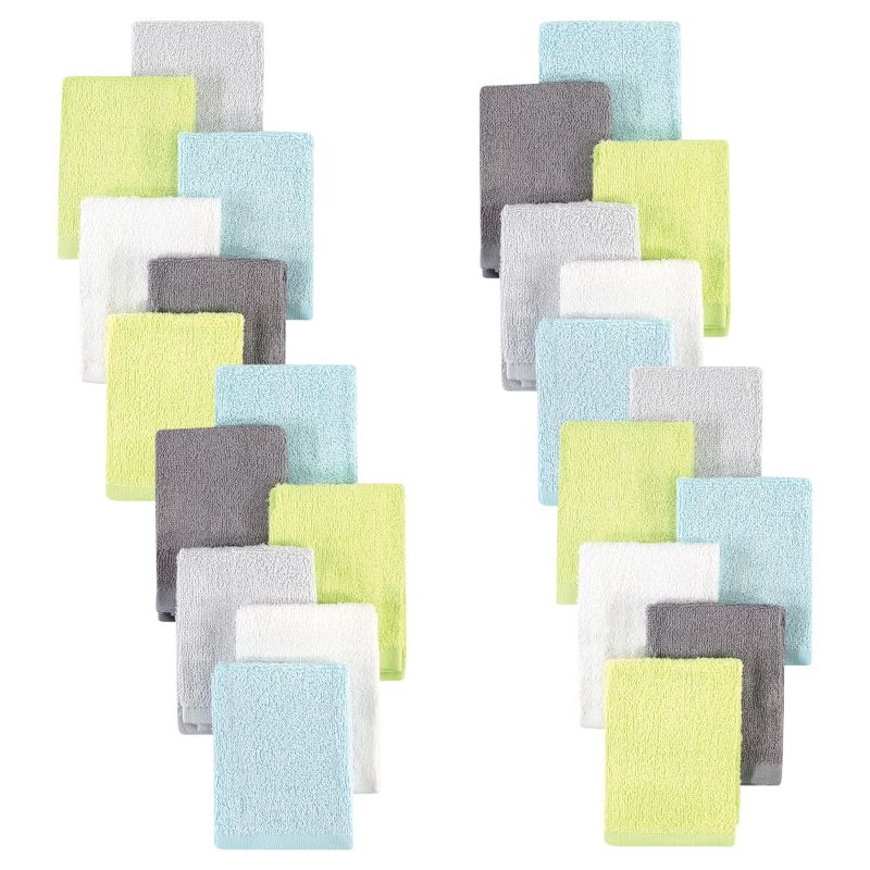 Hudson Baby 24Pc Rayon from Bamboo Woven Washcloths, Gray Mint Lime, One Size, 1 of 3