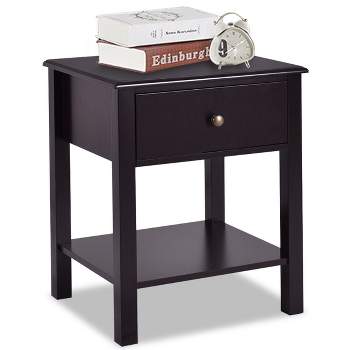 Costway End Table Nightstand Storage Display Furniture Drawer Shelf Beside Brown