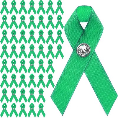 Bright Creations 50-Pack Green Satin Awareness Ribbons with Clutch Pins 5/8 in