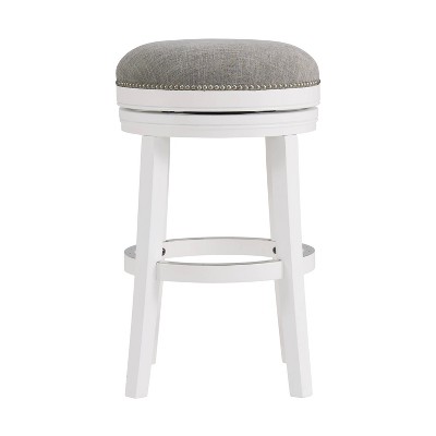 Elegant Clara White Rubberwood Swivel Bar & Counter Stool - Set of 2