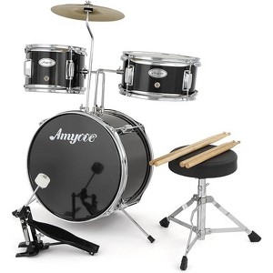 3-Piece Drum Set, 14 Inch Beginners Drums Kit with with Adjustable Throne Stool, Pedal & 2 Pairs of Drumsticks, Junior Drums Set Musical Instruments - 1 of 4