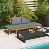 Outsunny Adjustable Armrests Wooden Garden Bench for Outdoor, Cushioned Front Porch Bench, Gray - 2 of 4