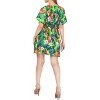 LA LEELA Women's Beachwear Vacation Mini Dress Summer Short Fall Swimsuit Cover ups Tops X-Large-XX-Large Blue Leaf - 3 of 3