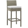 Modway Conduit Bar Stool Outdoor Patio Wicker Rattan Set of 2 - Light Gray White - 2 of 4