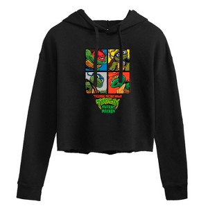 Women's - Teenage Mutant Ninja Turtles Mutant Mayhem - Mutant Mahem Grid Cropped Graphic Hoodie - 1 of 2