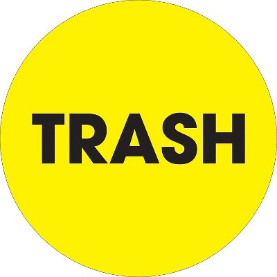 Tape Logic Labels "Trash" 2" Circle Fluorescent Yellow 500/Roll DL1275