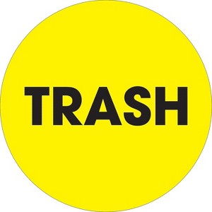Tape Logic Labels "Trash" 2" Circle Fluorescent Yellow 500/Roll DL1275 - 1 of 4
