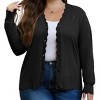 Coolmee Women's Plus Size Cardigan Long Sleeve V-Neck Front Button Down Knit Casual Shrugs Sweater - 2 of 3