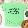 Simply Sage Market Cursive Lucky Clover  Garment Dyed Tee - 3 of 4