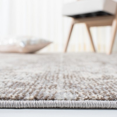 Grey and Beige Flat Woven Synthetic Runner Rug
