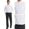 INSPIRE CHIC Men's Long Sleeve Button Down Collar Regular Fit Business Oxford Dress Shirt - 4 of 4