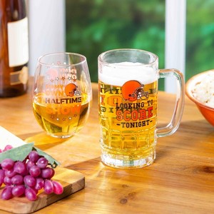 Evergreen Cleveland Browns, Stemless 17OZ Wine & Beer 16 OZ Gift Set - 1 of 4