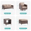 Sonkuki Outdoor 6-Piece Wicker Patio Conversation Set with 2 Rattan Swivel Rocking Chairs, Side Table, Ottoman and Navy Blue Cushion - 2 of 4