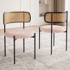 Set of 2 Modern Upholstered Dining Chairs, Rattan Back Kitchen Chairs with Metal Legs, Accent Chairs for Dining Room or Living Space - Koiai - 2 of 4