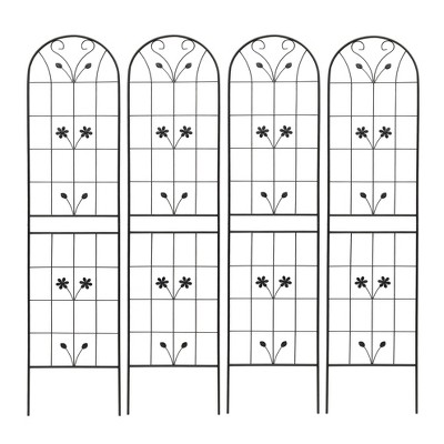 Lirago Black, 86.61"H * 19.68"W * 0.51"D, 4 pieces, Weatherproof Multi-functional Outdoor Screen - Laser-Cut Galvanized Steel Panel