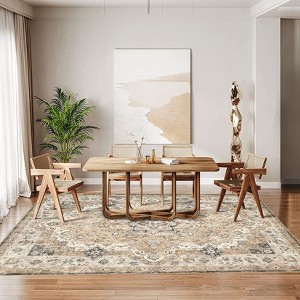 Machine Washable Vintage Runner Rug: Non-Slip Low-Pile Kitchen Rug, Ultra-Thin Distressed Indoor Floor Cover for Bedroom, Laundry Room - 1 of 4