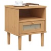 vidaXL Bedside Cabinet SENJA Rattan Look Brown 15.7 in.x13.8 in.x18.9 in. Solid Wood Pine - 3 of 4