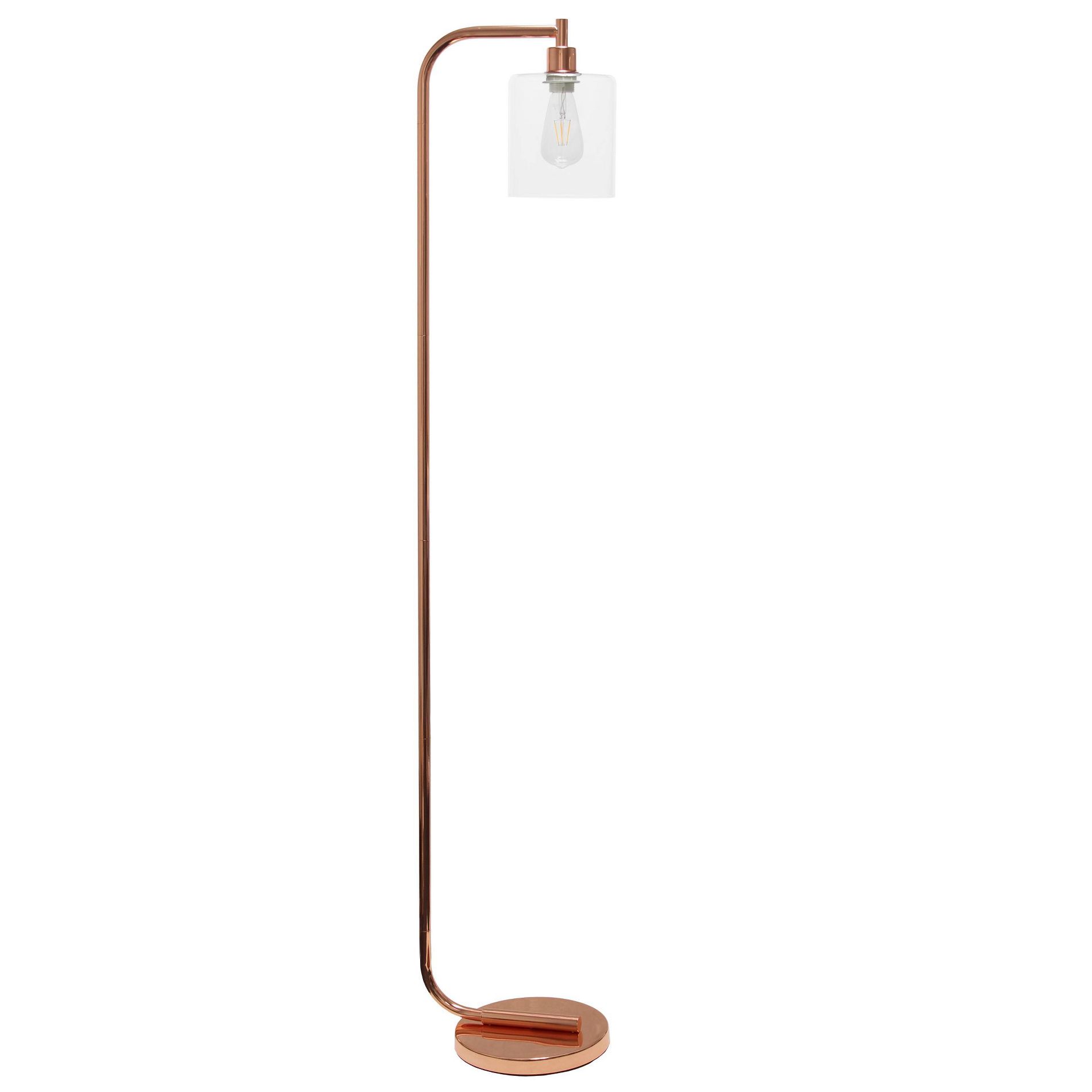 Creekwood Home Industrial Glass Shade Floor Lamp Rose Gold