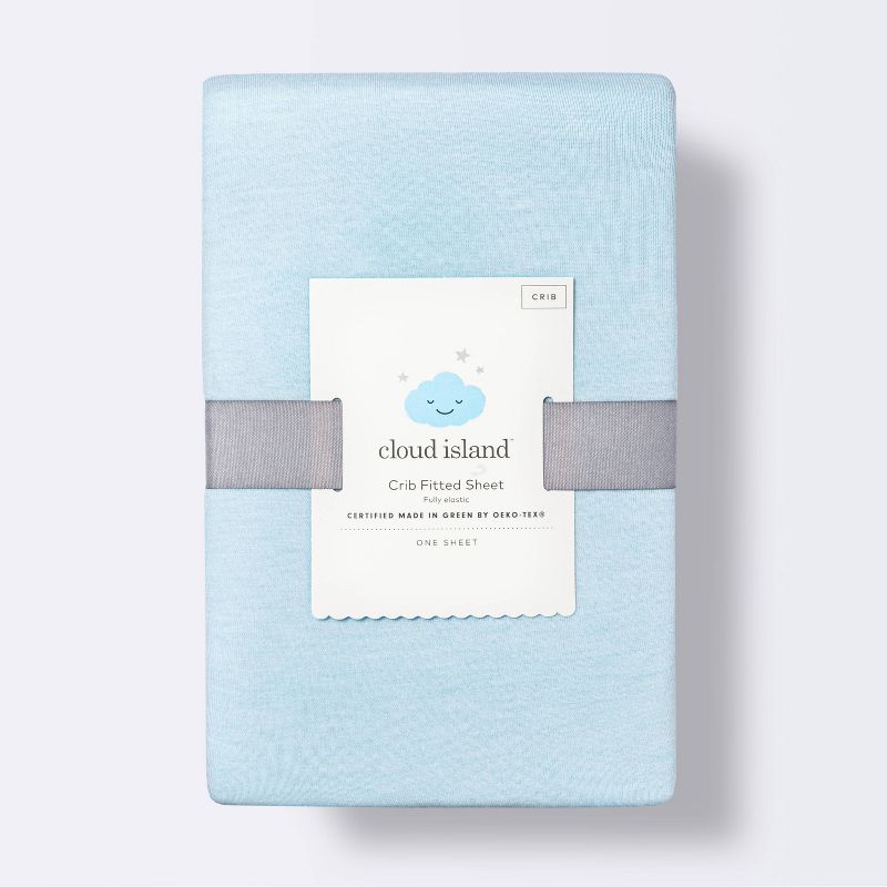 Polyester Rayon Fitted Crib Sheet - Solid Blue - Cloud Island&#8482;, 5 of 6