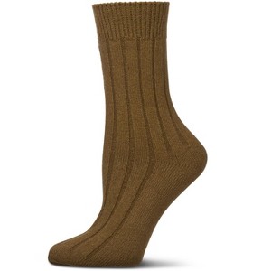 Memoi Women's Neutral Ribbed Knit Essential Boot Socks - 1 of 4