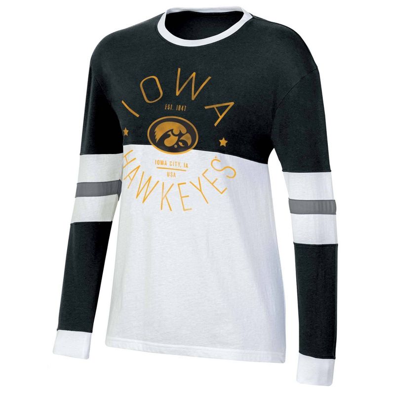 NCAA Iowa Hawkeyes Women&#39;s Long Sleeve Color Block T-Shirt, 1 of 4