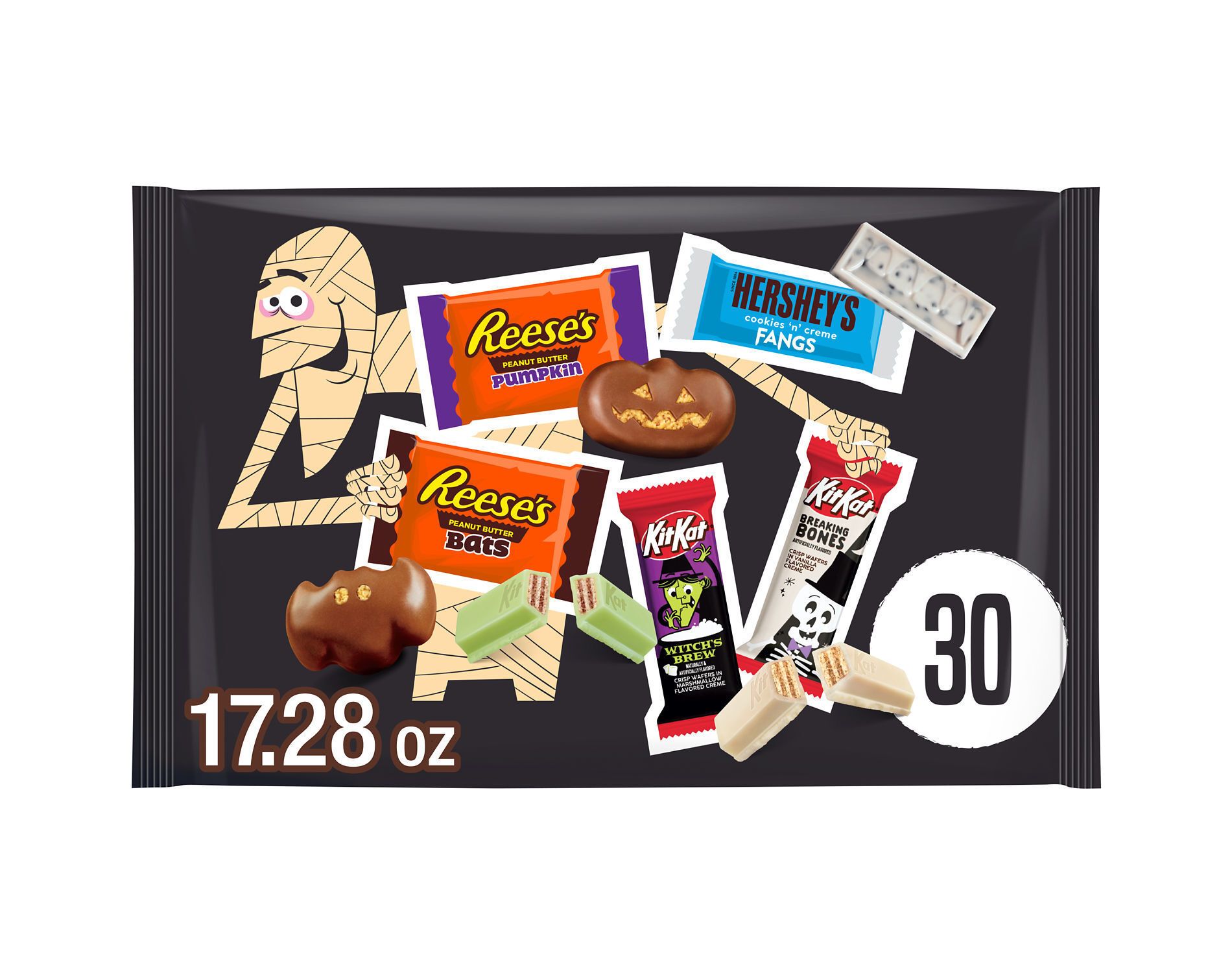 HERSHEY'S Kit Kat Assorted Chocolate Halloween Candy Shapes - 17.28oz/30pc
