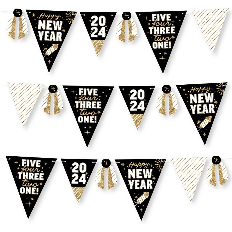 Big Dot of Happiness Hello New Year - DIY 2024 NYE Party Pennant Garland Decoration - Triangle Banner - 30 Pieces, 1 of 9