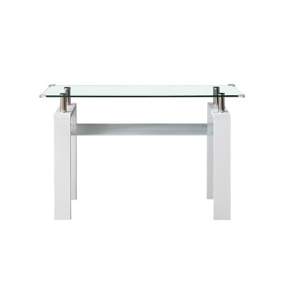 GlasFlength Coffee Tables Rectangle Coffee Table Center Table Glass Coffee Table Small Table for Living Room, White, 47.24"*15.75"*29.53"