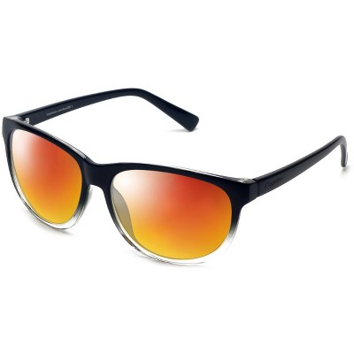 Coyote Eyewear BP-18 Polarized Sunglasses in Black/Clear Fade & Blue Mirror Lens