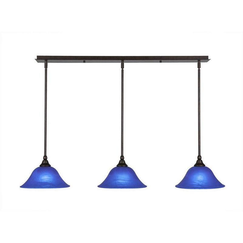 Toltec Lighting Any 3 - Light Chandelier in  Bronze with 10" Blue Italian  Shade, 1 of 2