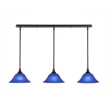 Toltec Lighting Any 3 - Light Chandelier in  Bronze with 10" Blue Italian  Shade