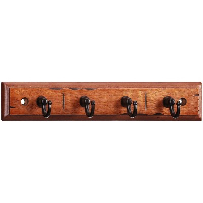 LunaLulinlk Walnut Finish 8.75 inch Key Rail with 4 Satin Nickel Hooks for Keys, Mail, Leashes, 2 lbs Capacity, 1 Pack