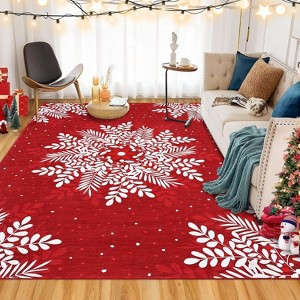 TackView Christmas Snowflake Area Rug Rug Washable Non Slip,Christmas Rugs for Living Room, Low Pile Throw Rug Carpet - 1 of 4